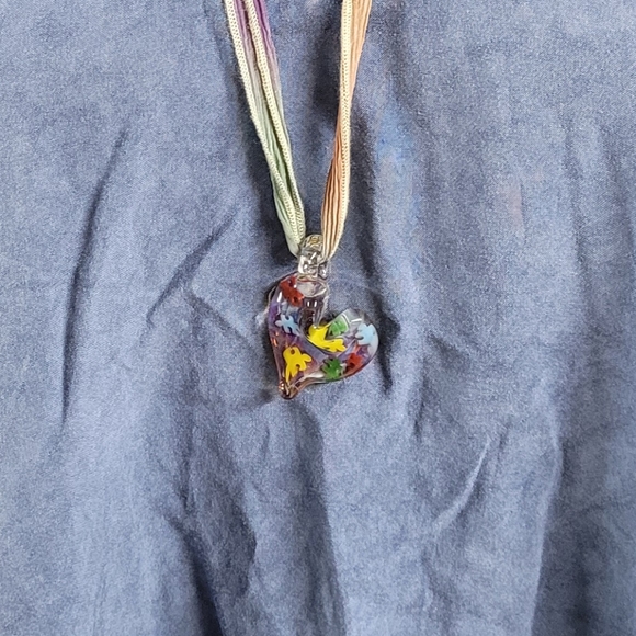 🎗Autism Awareness Day April 2, 2025 Purple Maruno Glass Heart💜 Silk Ribbon - Picture 3 of 7